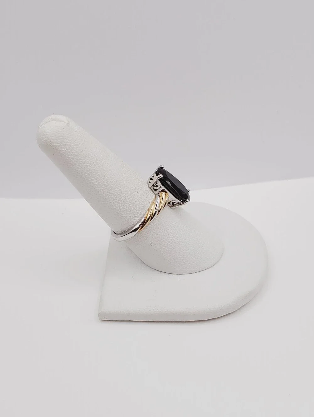 Oval Black Spinel Yellow Gold - 925 Sterling Silver Two Tone Ring
